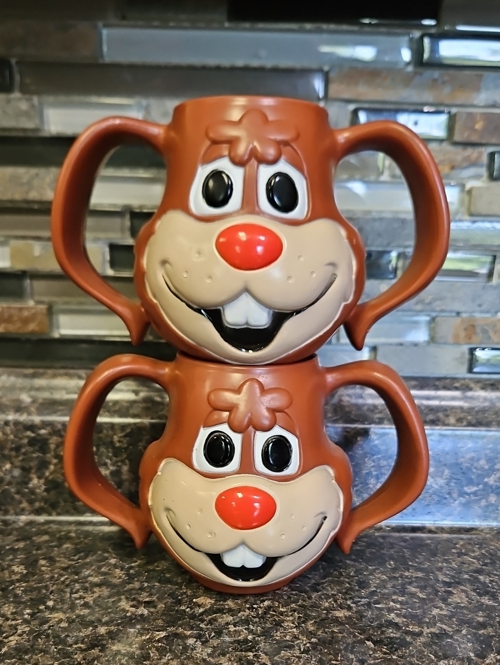 Vintage Nestle Quik Rabbit Plastic Mugs Set Of 2